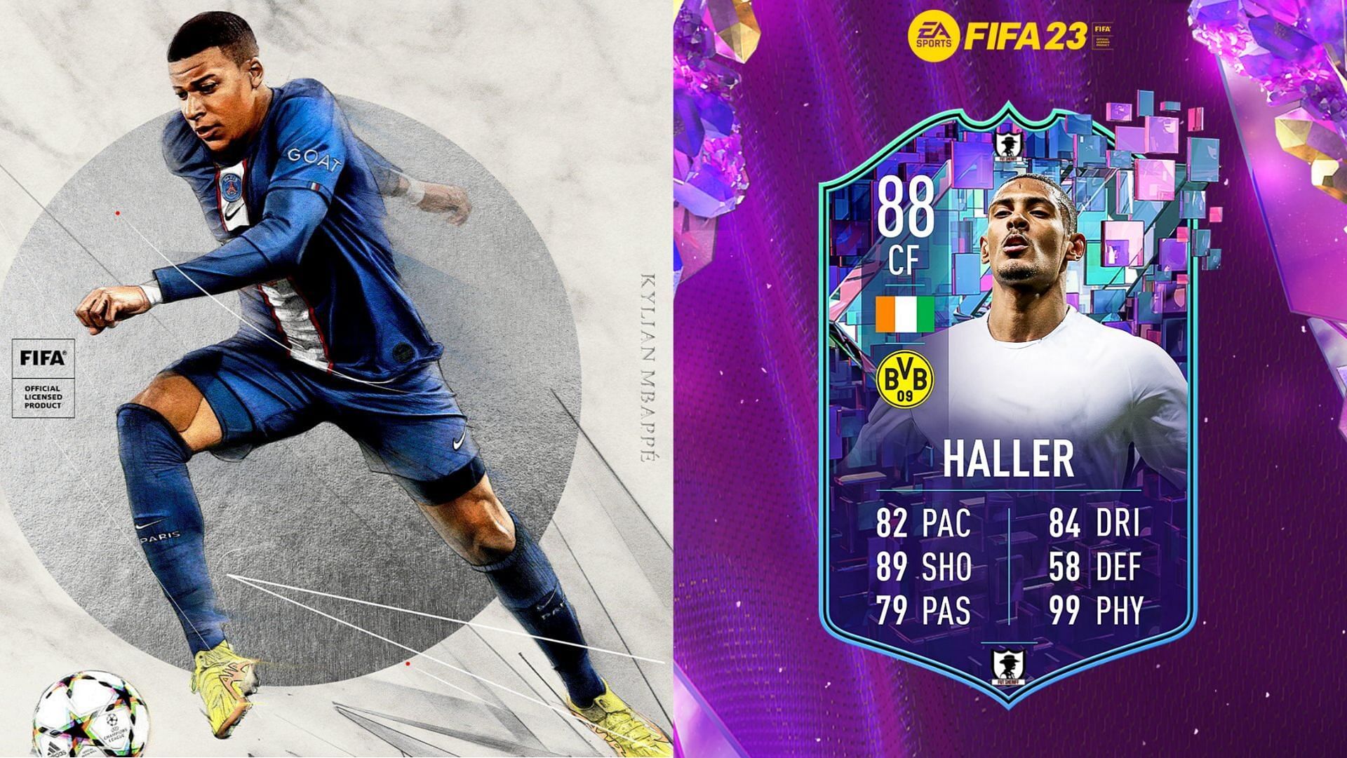 The Sebastien Haller Flashback SBC could be a great budget option for FIFA 23 in Ultimate Team  (Image via EA Sports, Twitter/FUT Sheriff)