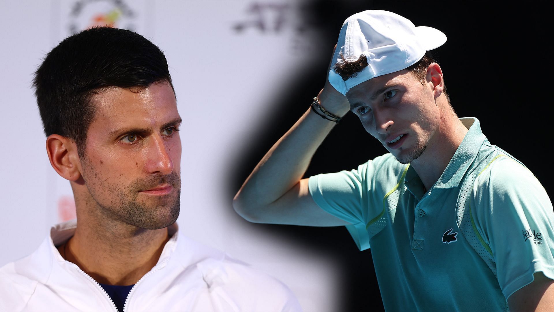 Novak Djokovic and Ugo Humbert pictured