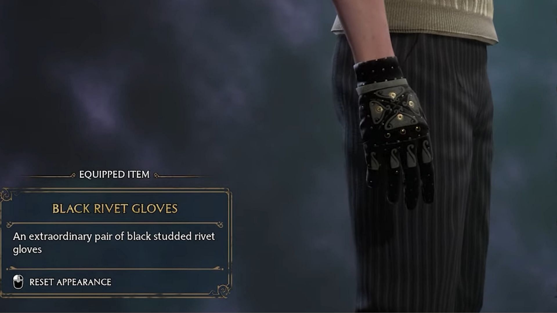 These gloves are studded with black rivets (Image via YouTube/Lootward)