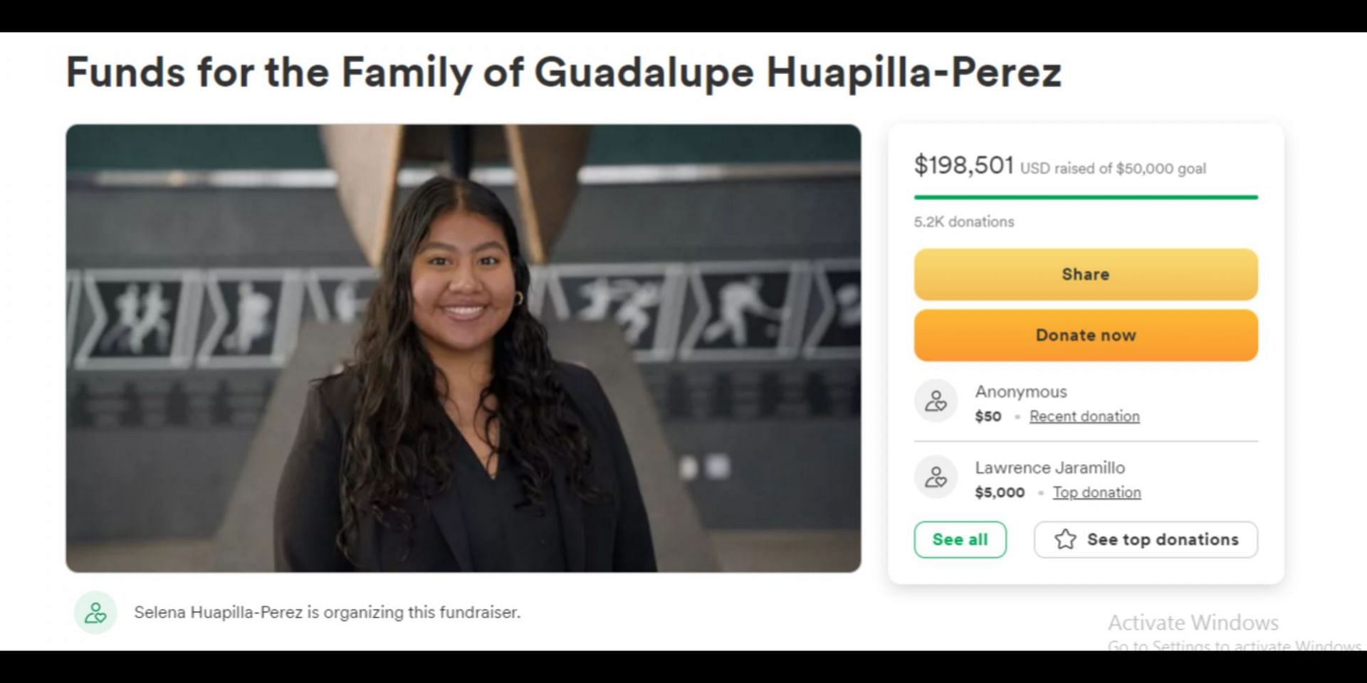 Guadalupe&#039;s fundraiser (Image via GoFundMe)