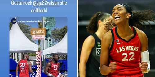 Frances Tiafoe with Aja Wilson's jersey (left) Aja Wilson (right)