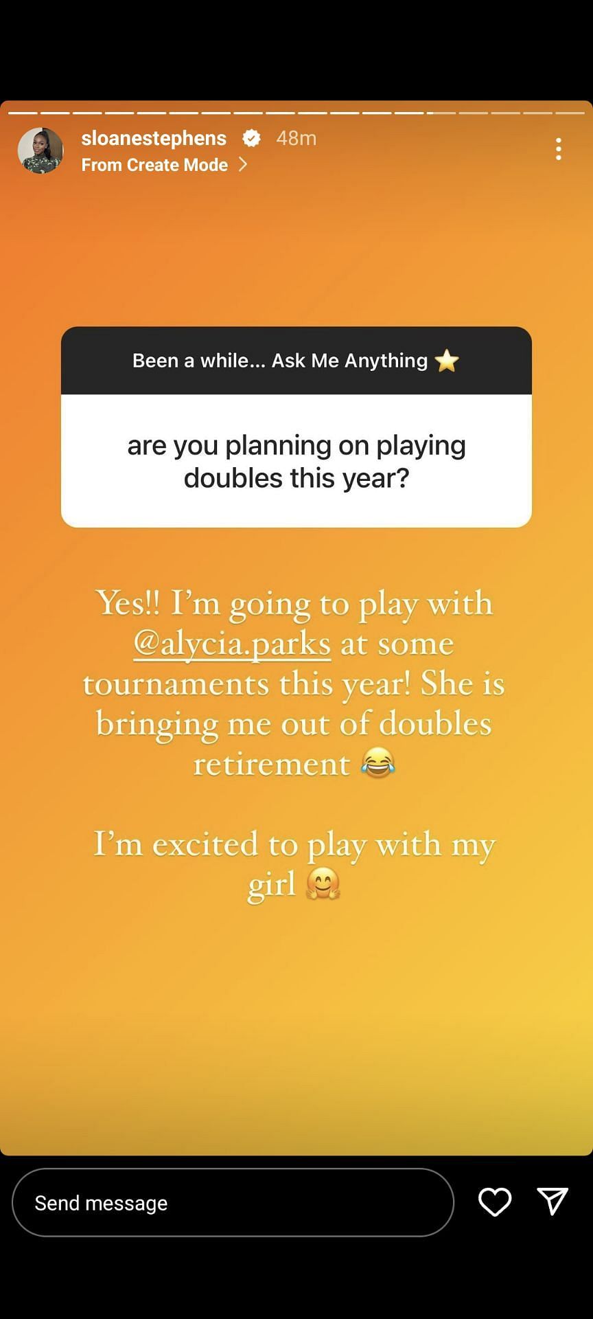 Stephens on playing doubles