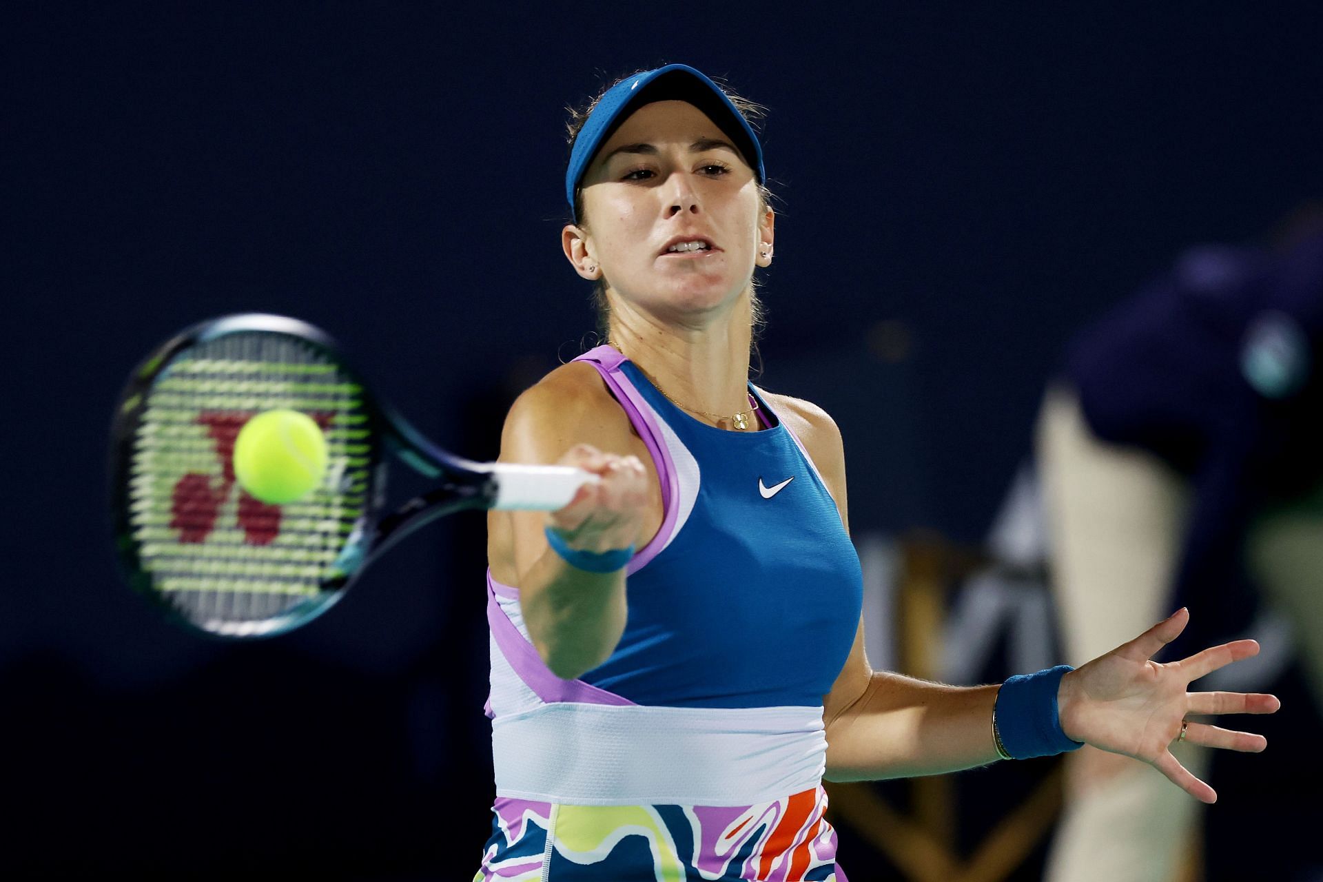 Belinda Bencic during her Abu Dhabi Open semifinal against Liudmila Samsonova