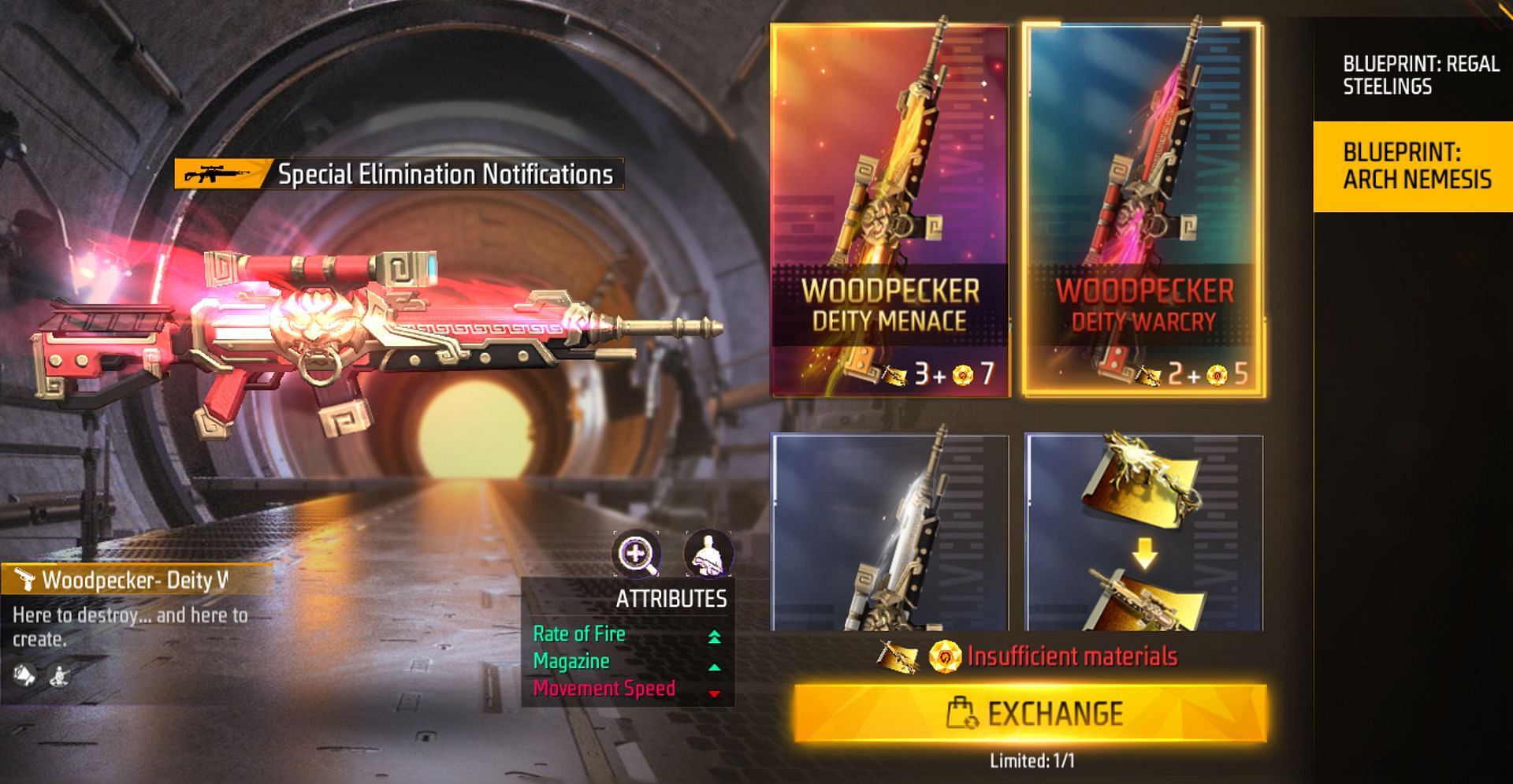 The three available Woodpecker gun skins (Image via Garena)
