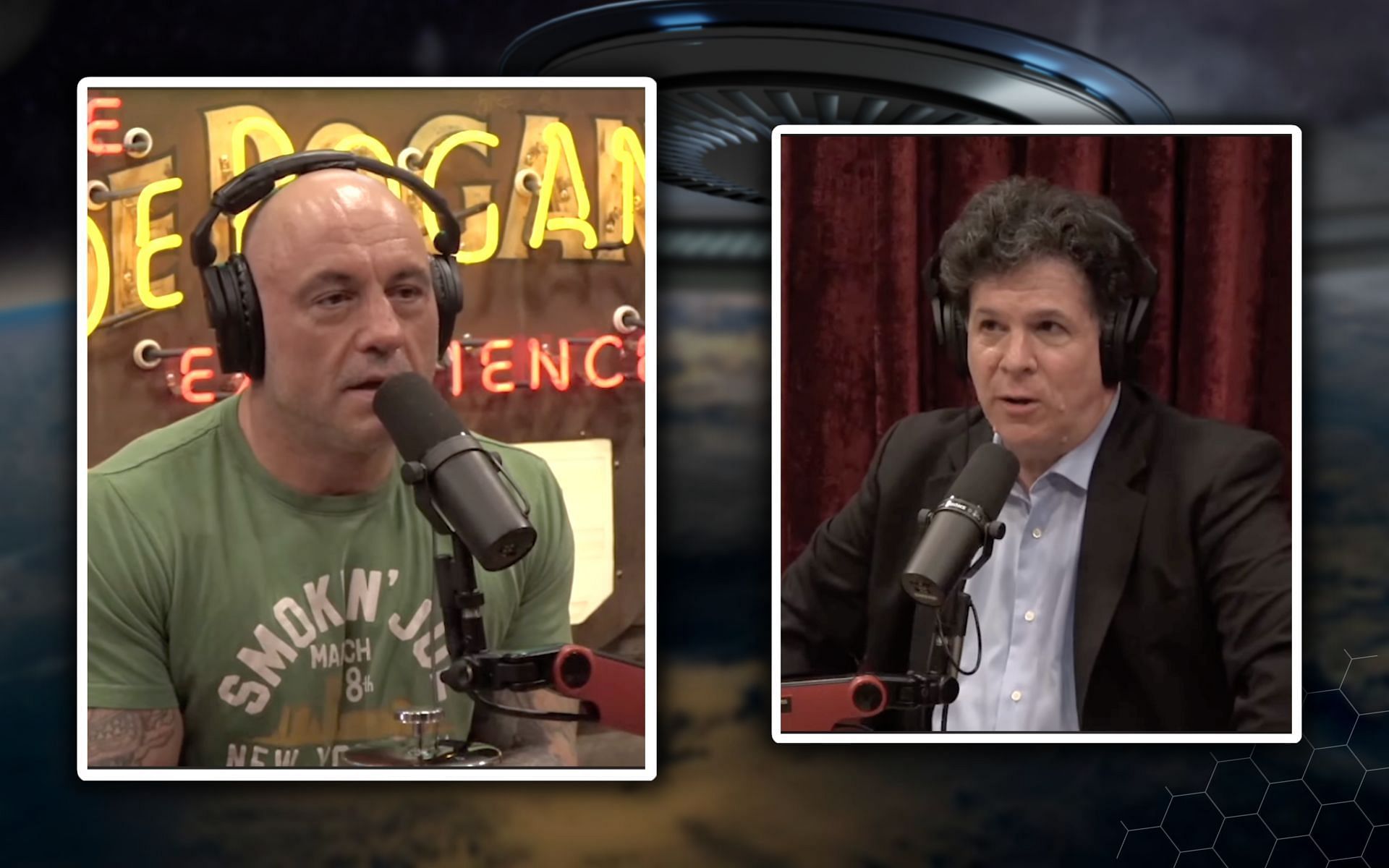Joe Rogan and Eric Weinstein discuss the possibility of the United States faking UFOs. [Image credits. @joerogan on YouTube]: 