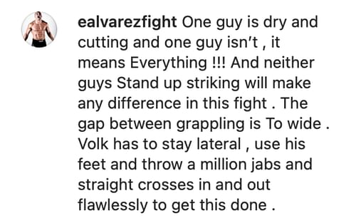 Eddie Alvarez's reply to @freak.mma's Instagram post. [via Instagram @ealvarezfight]