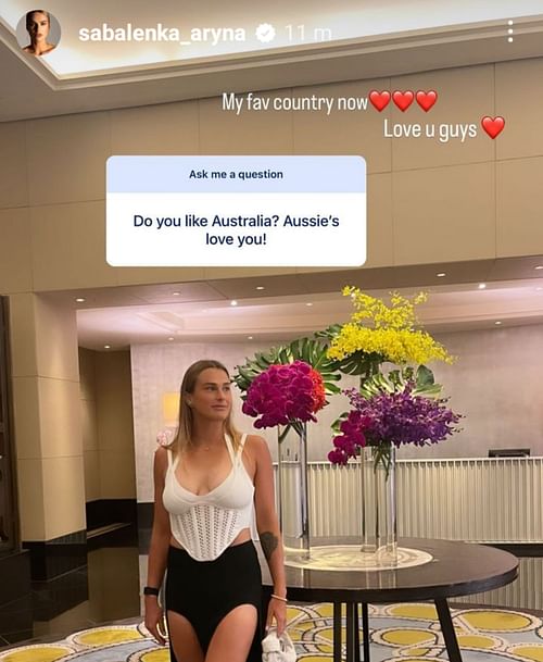 Aryna Sabalenka posted on her Instagram stories