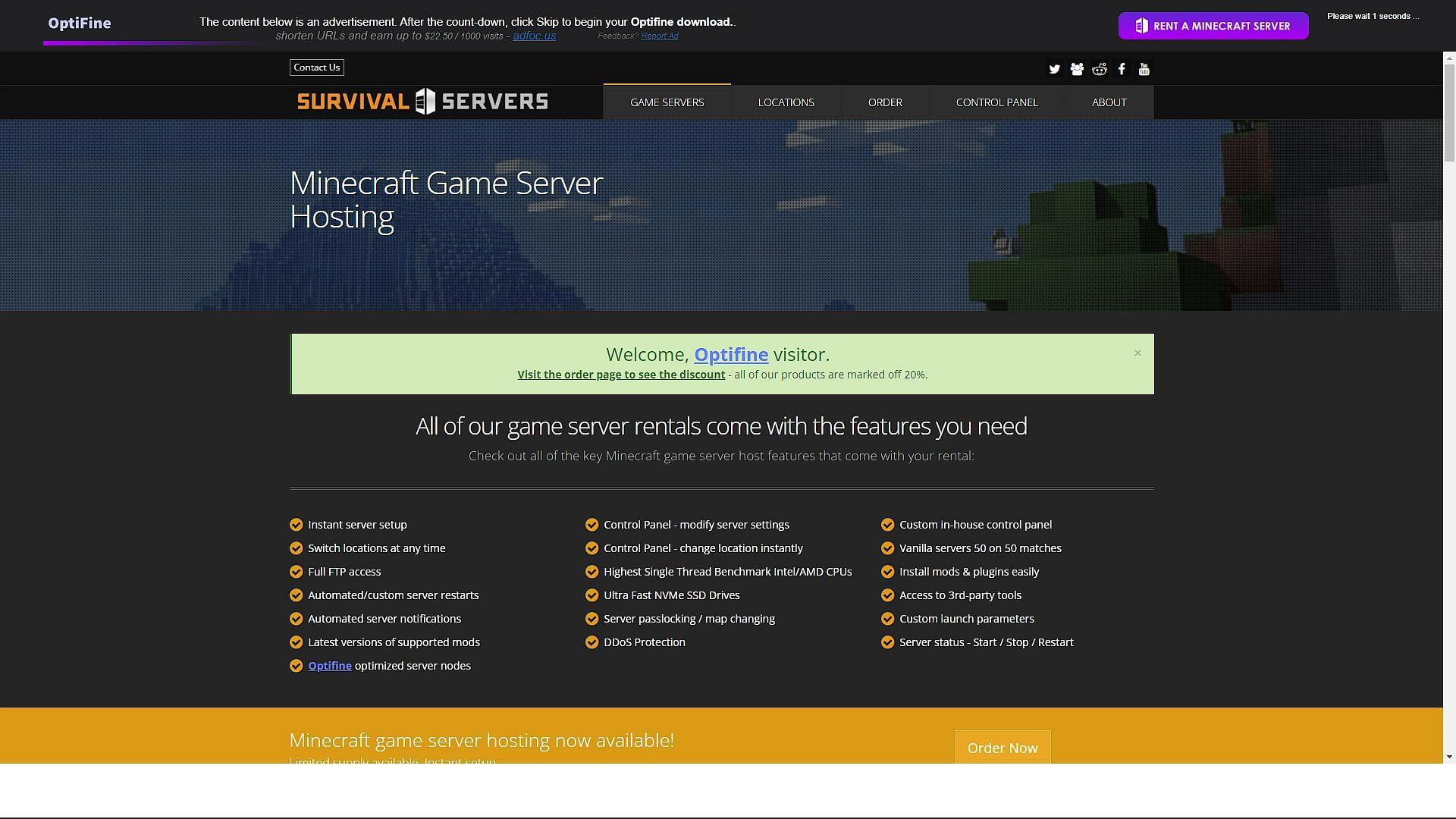 Advertisement shown before OptiFine Minecraft 1.19.3 download page (Image via Sportskeeda)