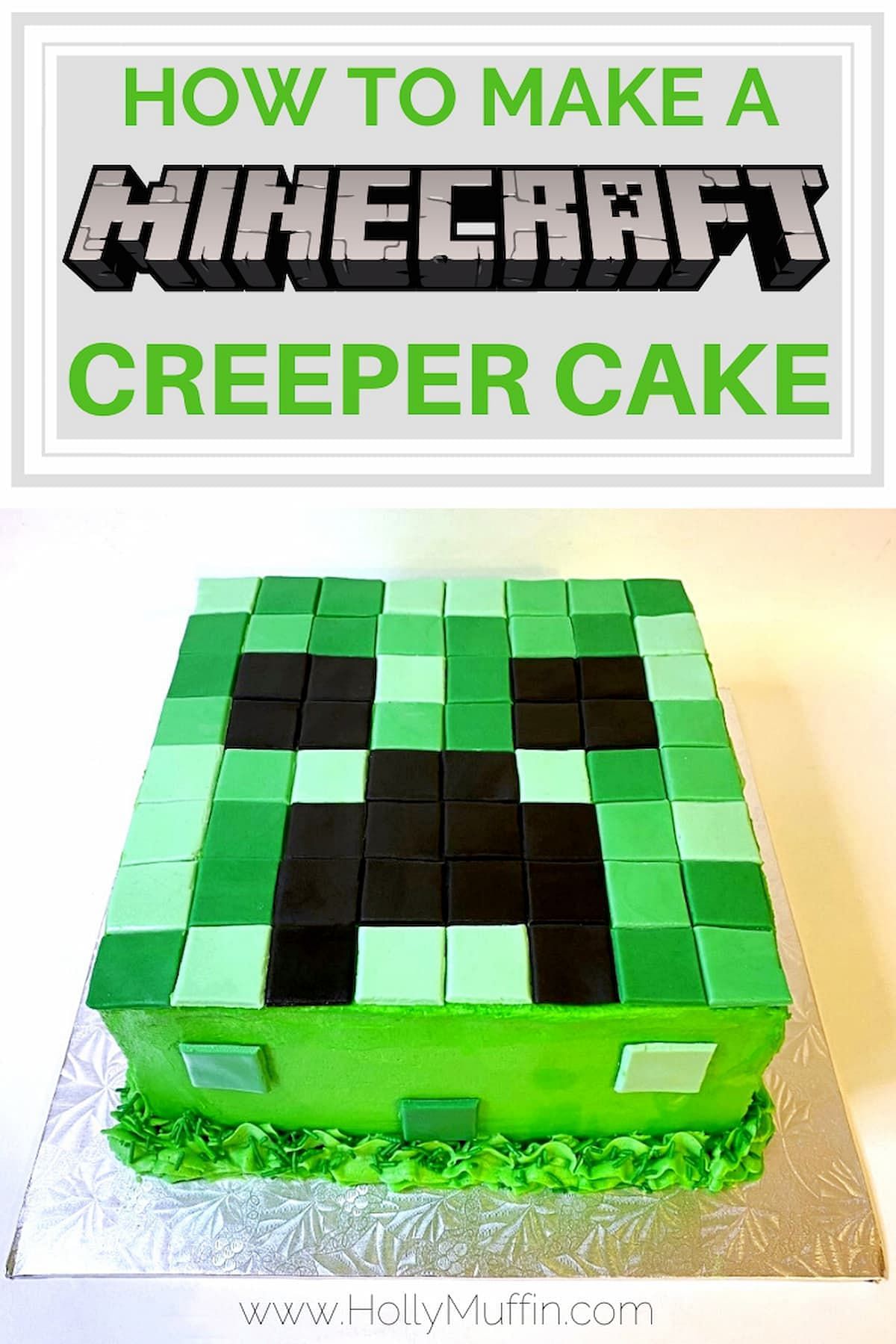 This Minecraft creeper cake from hollymuffin.com is an excellent choice for birthday cake (Image via hollymuffin.com)