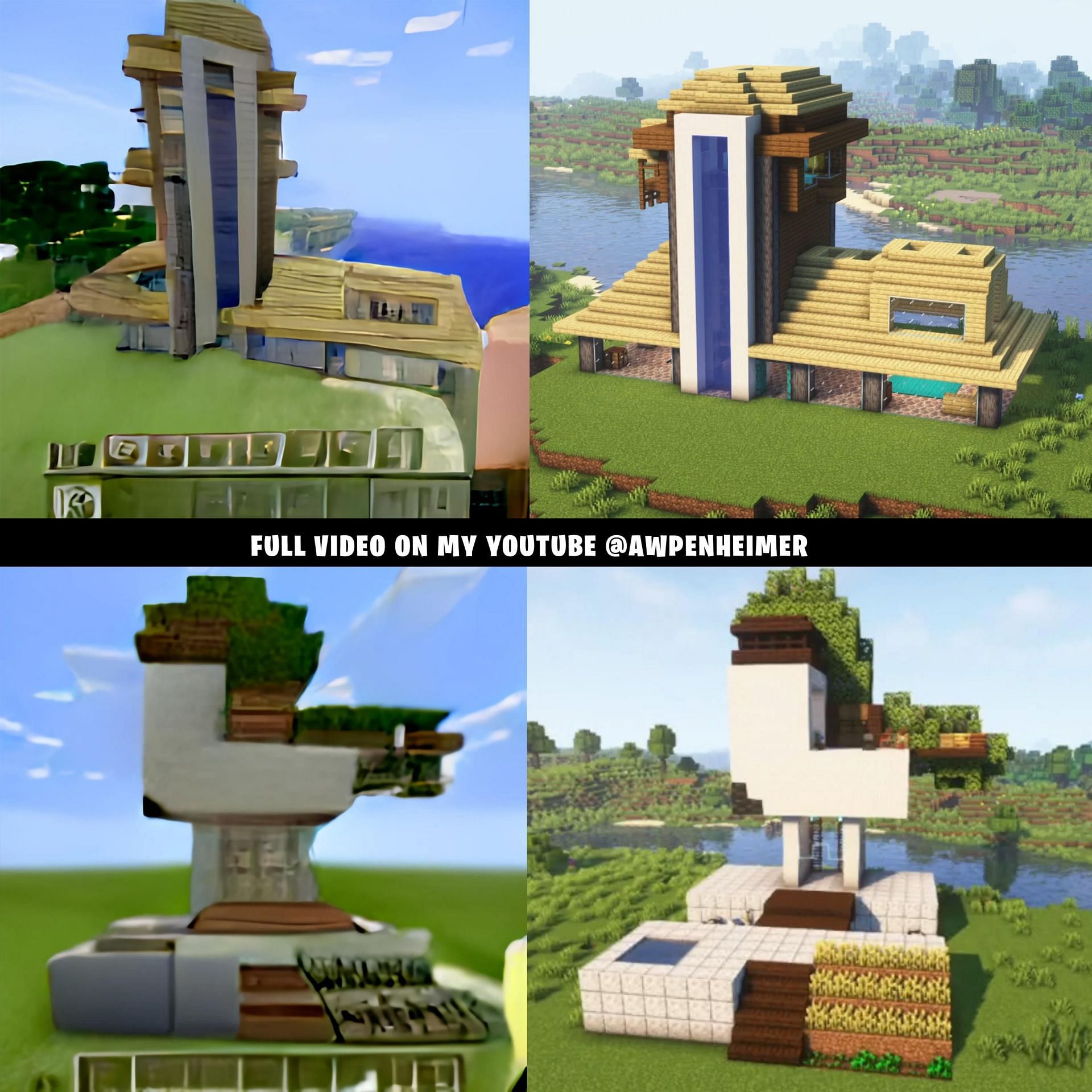 The AI recreations from Minecraft (Image via u/Awpenheimerr on Reddit)