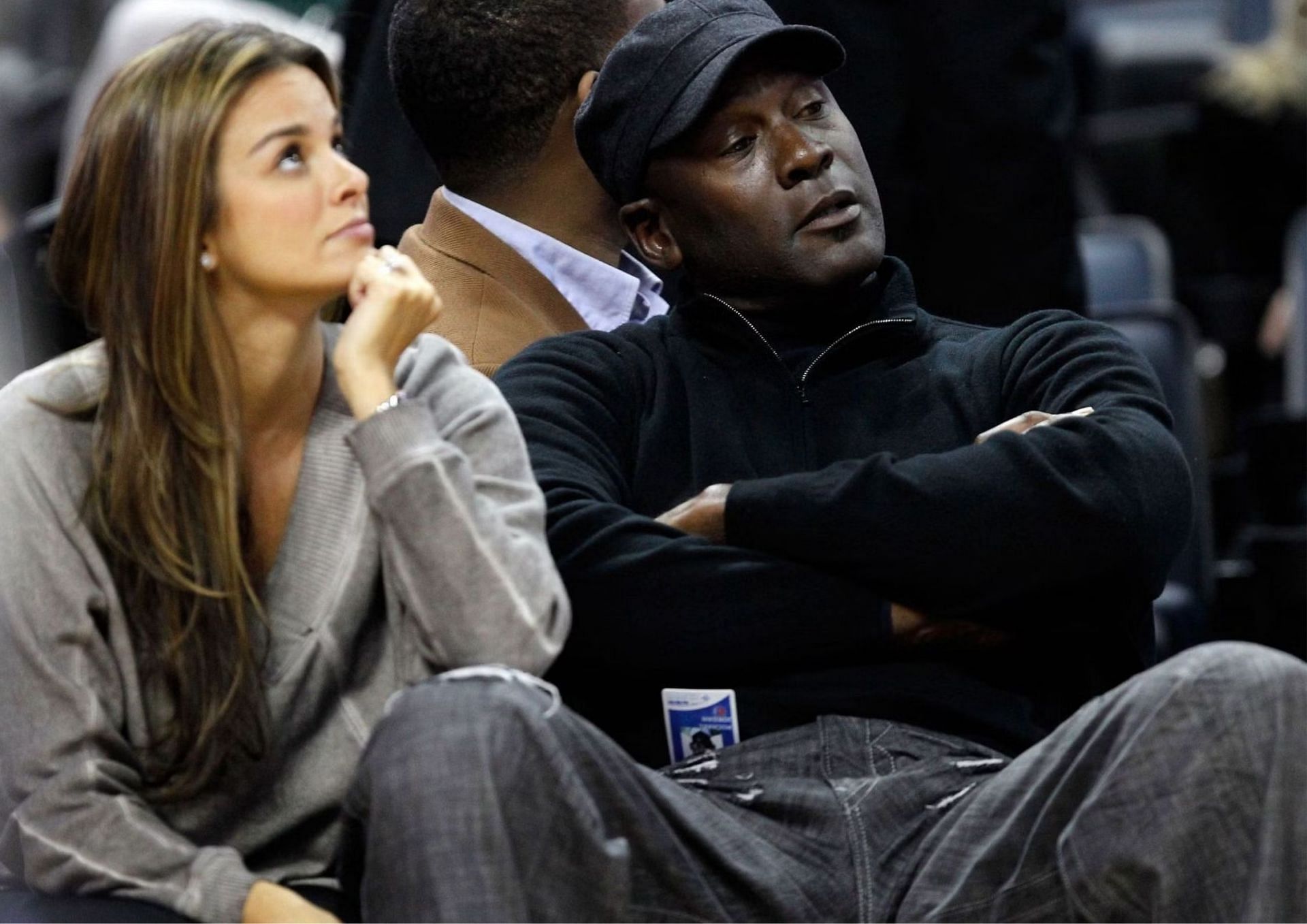 Power couple Michael Jordan and Yvette Prieto watching a Charlotte Hornets game.