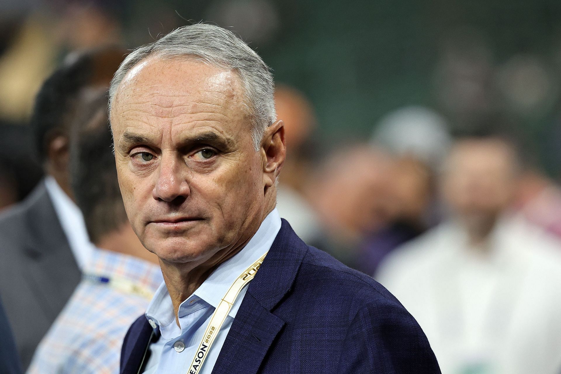 Commissioner Robert D. Manfred Jr. on the field prior to Game Two of the 2022 World Series