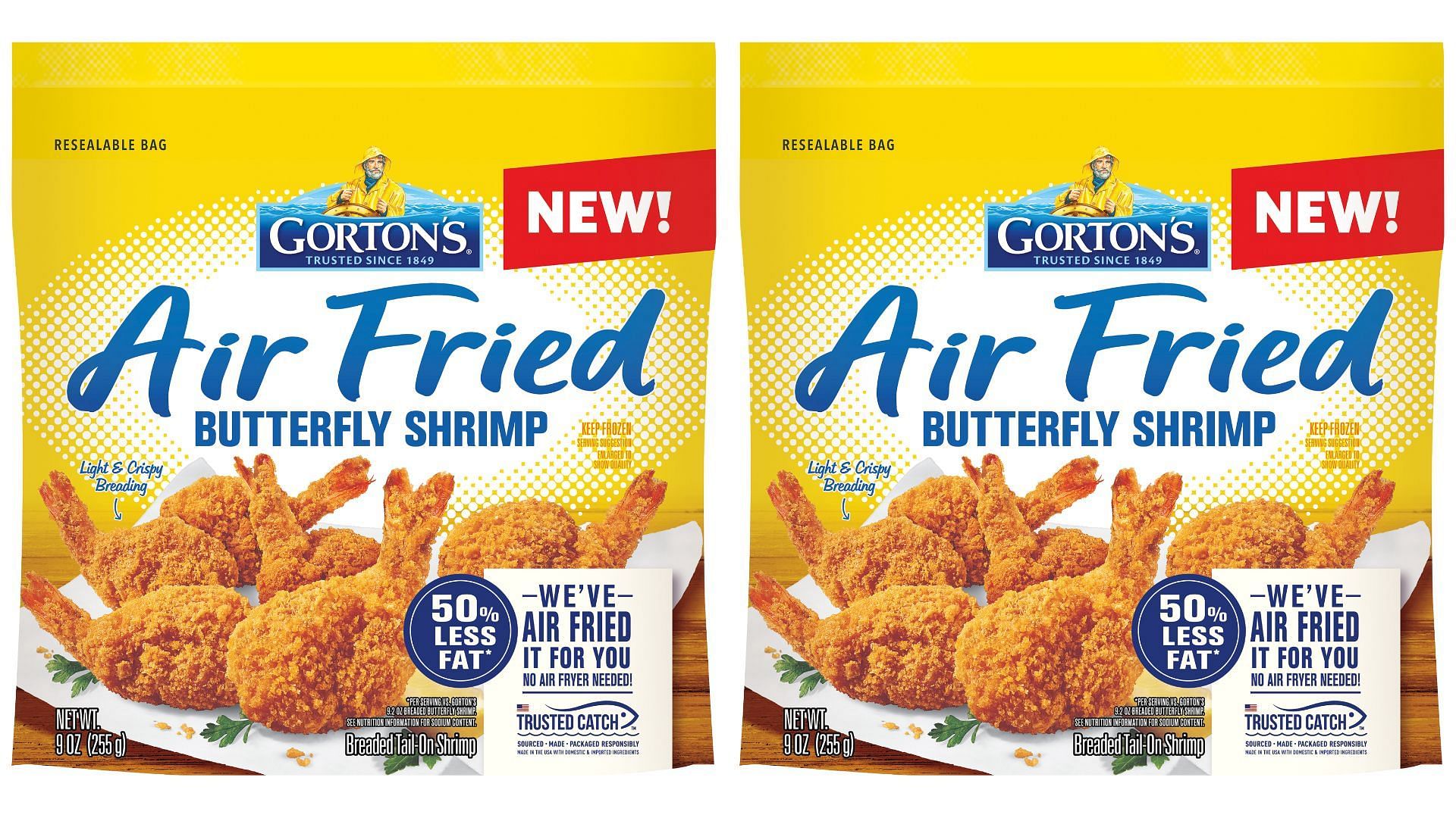Gorton&rsquo;s Air Fried Butterfly Shrimp will be available in 9-oz bags at all major retail stores (Image via Gorton&rsquo;s Seafood)