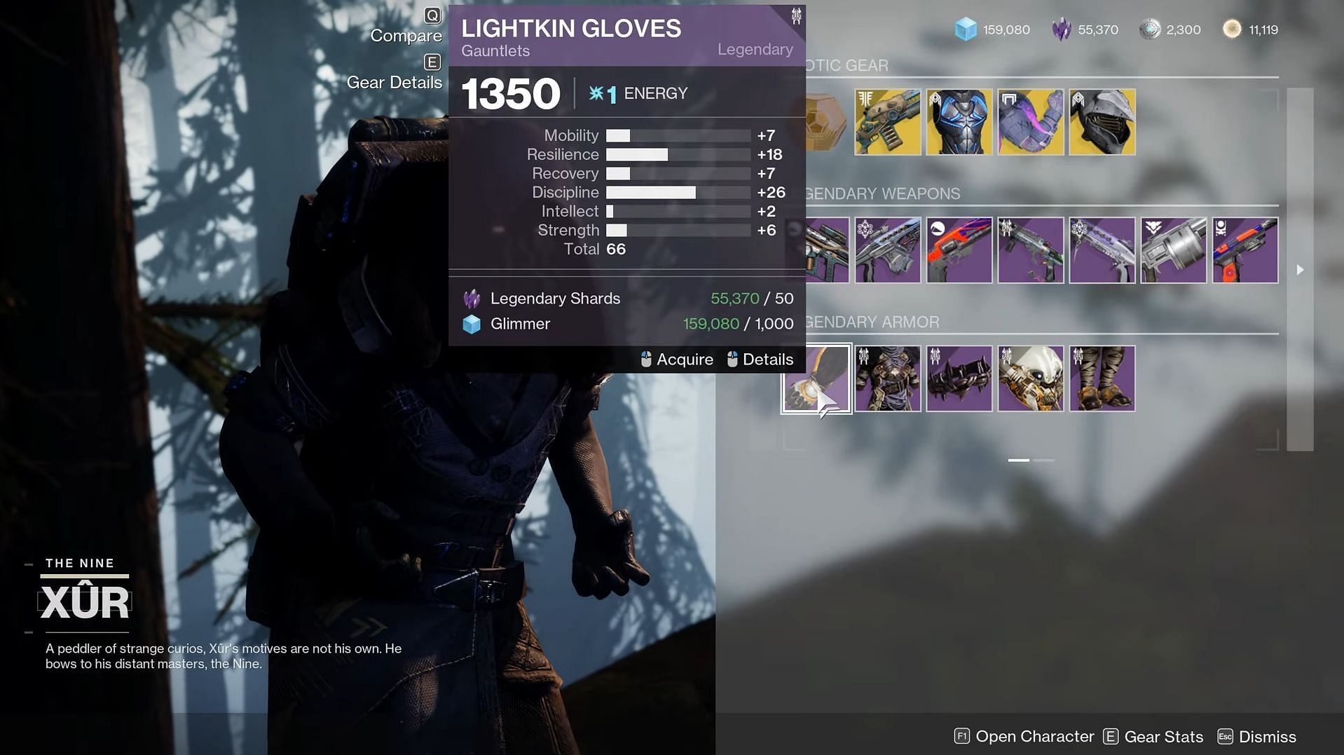 Warlock Legendary gauntlet this week at Xur (Image via Destiny 2)