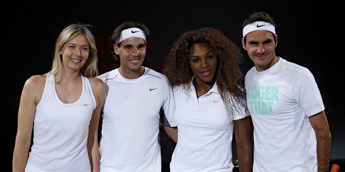 (From L-R) Maria Sharapova, Rafael Nadal, Serena Williams and Roger Federer