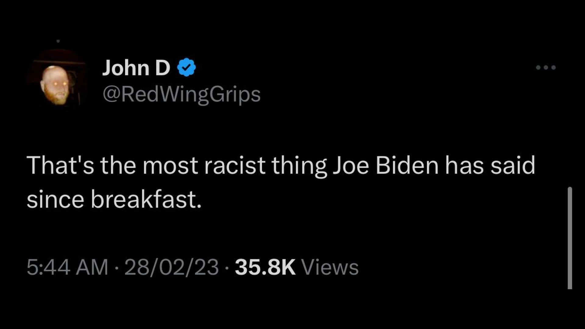 Screenshot of a Twitter user remarking on President Biden&#039;s comments during the White House event. (Image via Twitter)