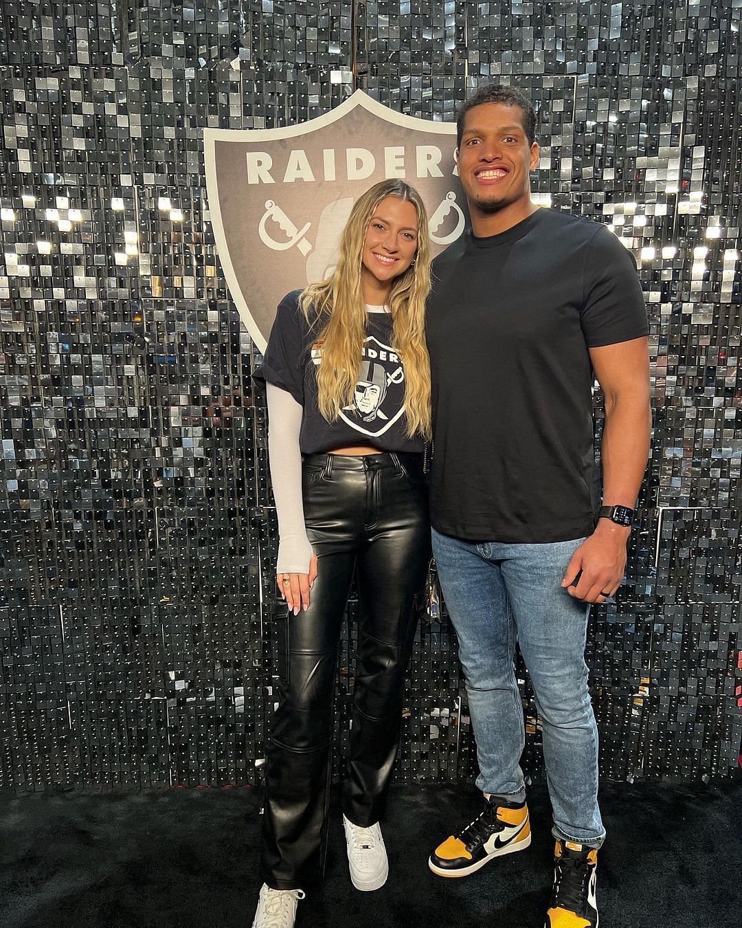 Allison and Raiders star Isaac Rochell at the Allegiant Stadium (Image credit: @allisonkuch IG)