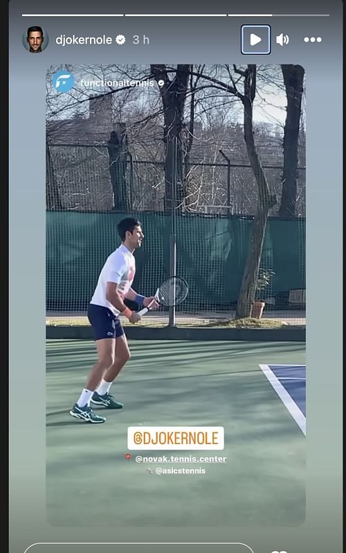 Novak Djokovic's Instagram story