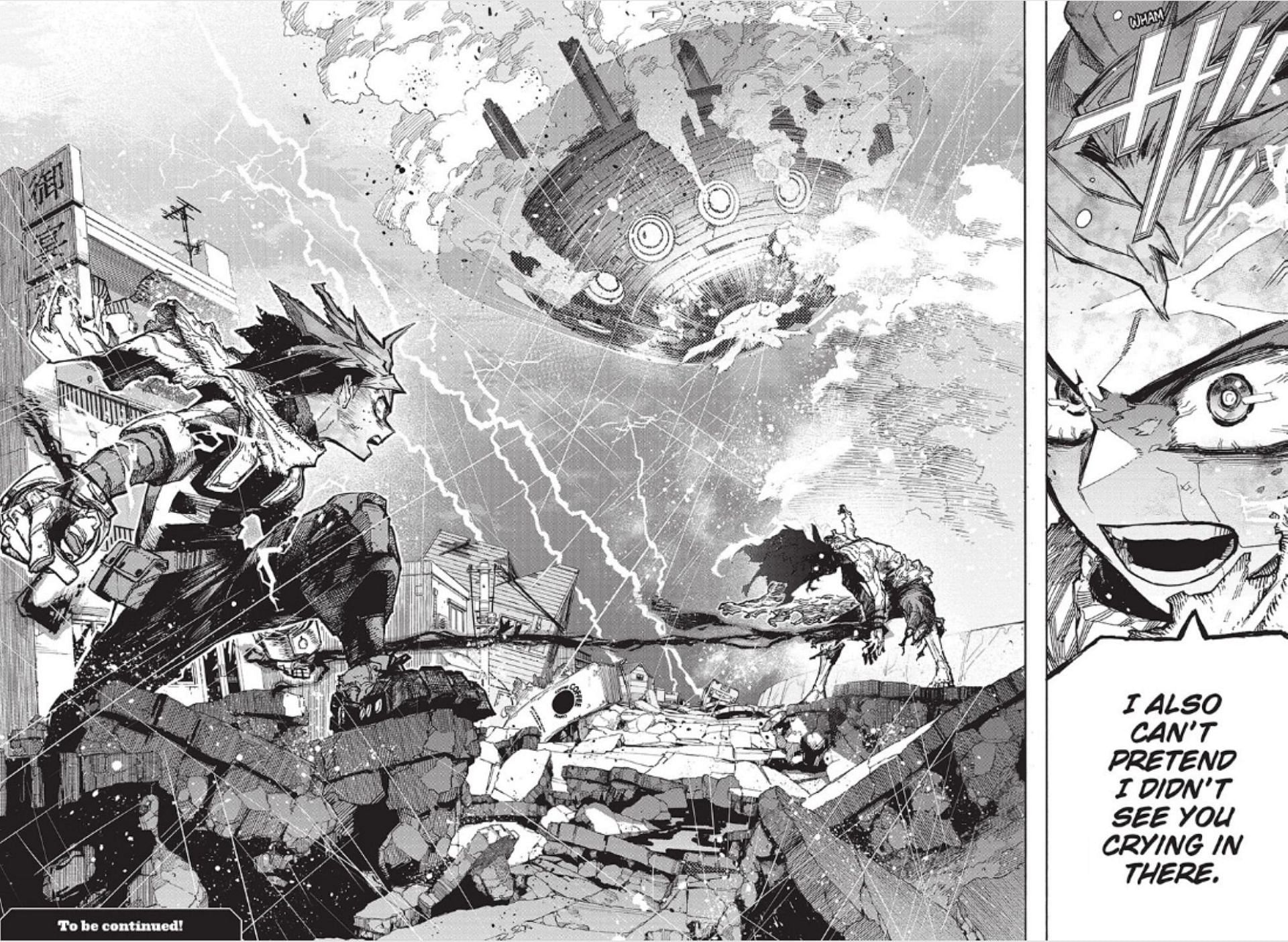 Deku vs. Shigaraki begins anew at the end of chapter 379 (Image via Kohei Horikoshi/Shueisha)