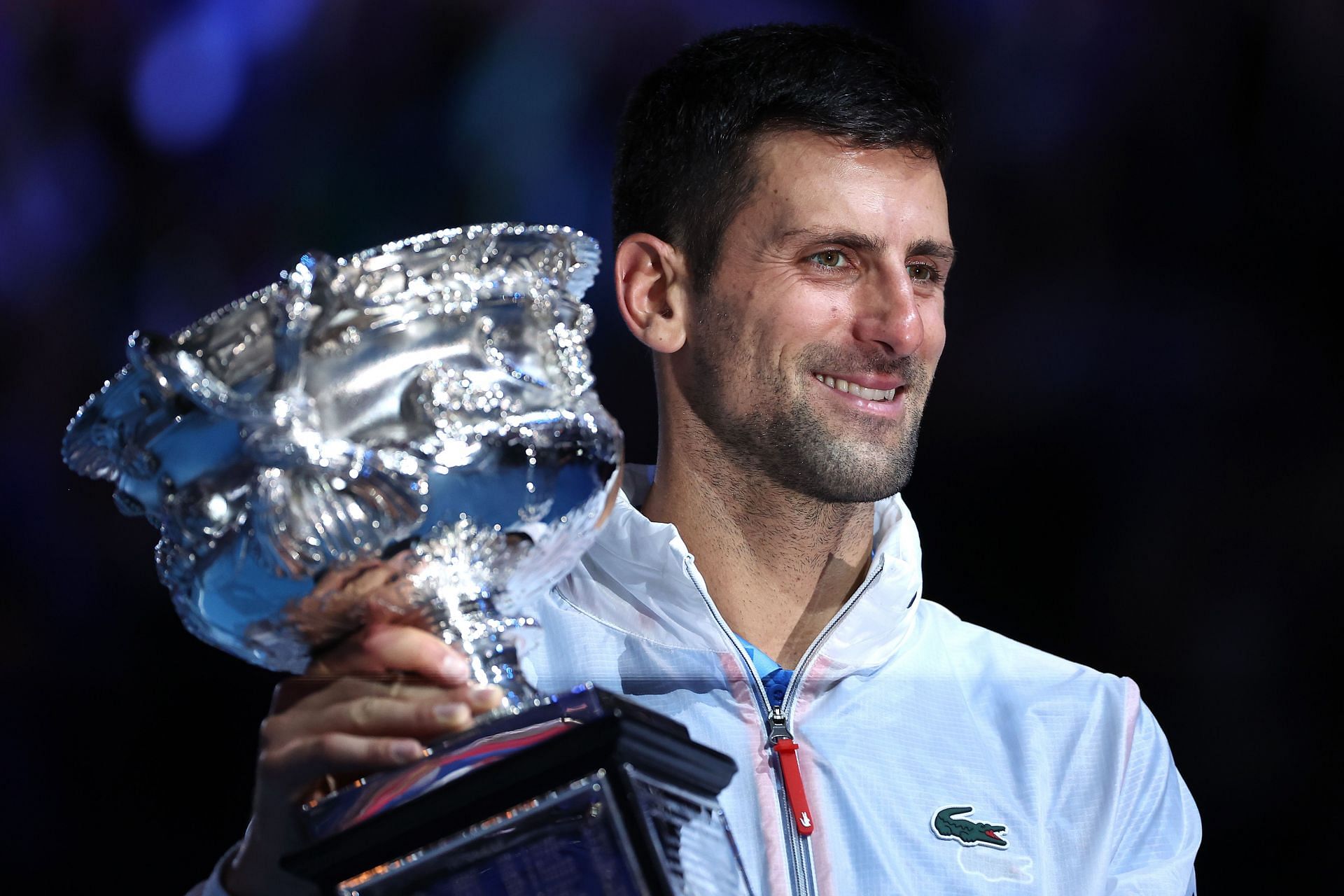 Novak Djokovic with the 2023 Australian Open title.