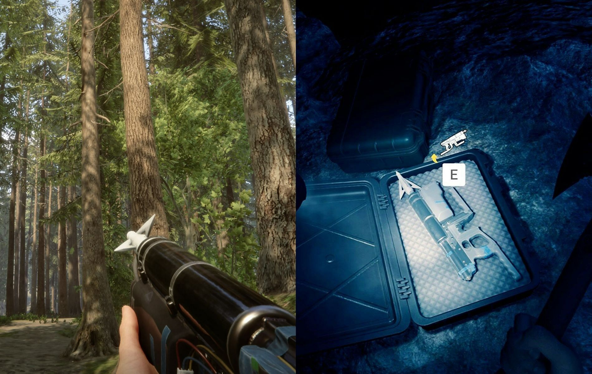 Obtain and using the Rope/Zipline gun in Sons of the Forest (Images via Sons of the Forest)