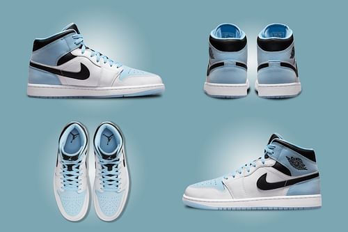 The upcoming Nike Air Jordan 1 Mid SE "Ice Blue" sneakers come clad in shades of blue, black and white, (Image via Sportskeeda)