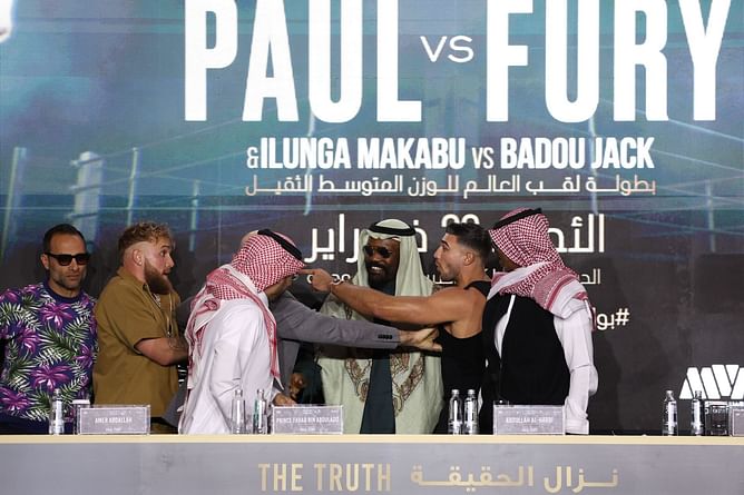 WATCH: Jake Paul and Tommy Fury aggressively shake hands on 'all or nothing' deal during their press conference