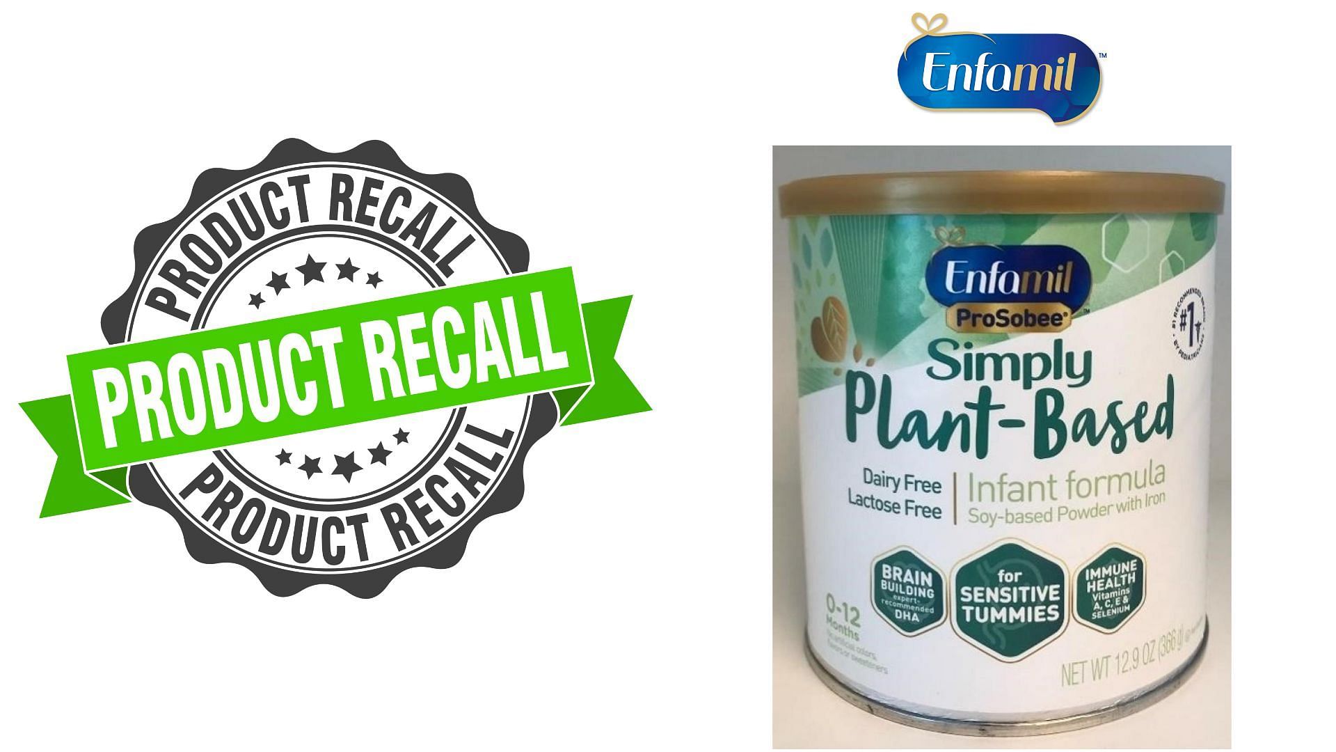 Reckitt issued a nationwide recall for two select batches of ProSobee 12.9 oz. Simply Plant-Based Infant Formula over concerns of a potential cross-contamination with Cronobacter Sakazakii (Image via FDA)