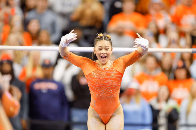 “How is she real” – Fans in awe of Suni Lee’s 10-points performance for Auburn