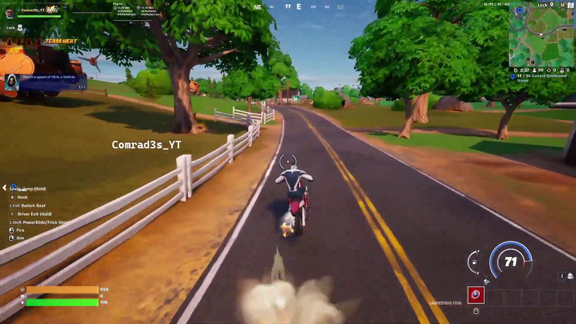 Drive the Dirt Bike on the road to reach 70 mph easily. (Image via YouTube/Comrad3s)