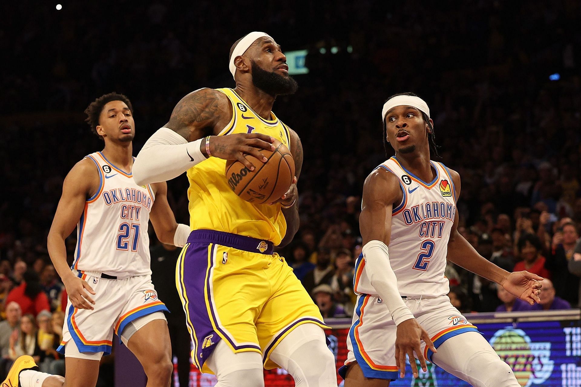 LeBron James of the LA Lakers against the OKC Thunder