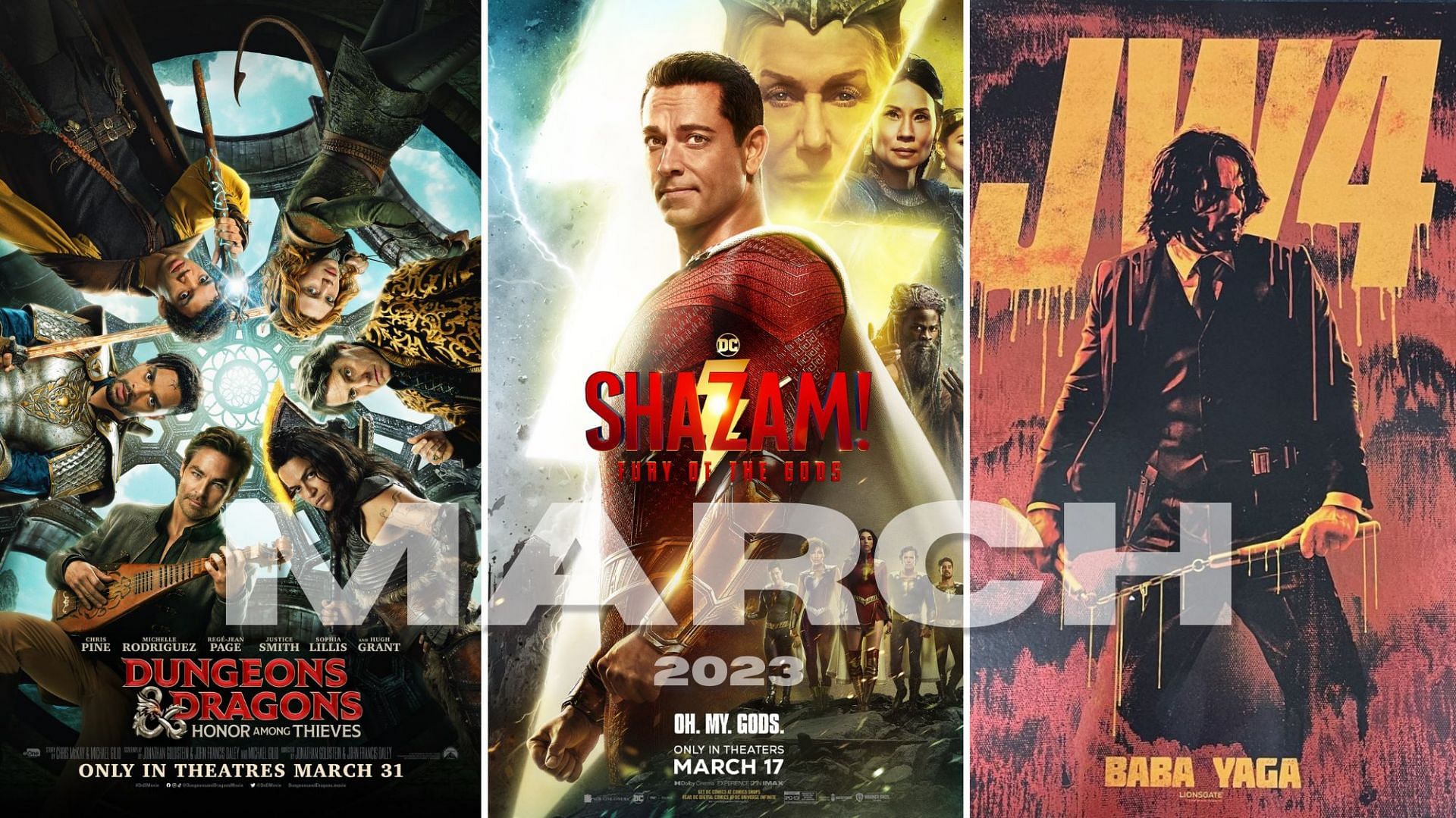 Top 5 movies releasing in March 2023 (Images via Paramount Pictures/ Warner Bros. Pictures/ Lionsgate)