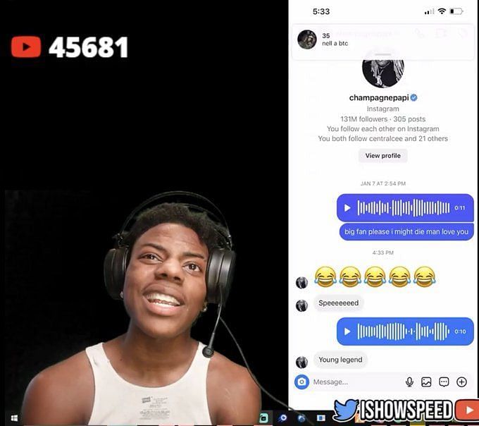 Drake Disconnects FaceTime After IShowSpeed Calls His Voice 'So Sexy