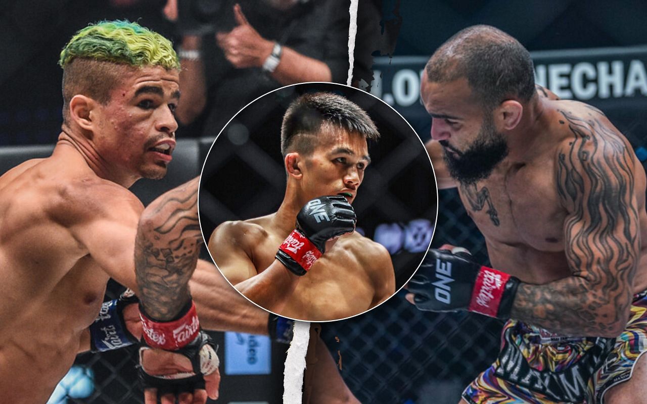 Fabricio Andrade (left), Jeremy Pacatiw (center), John Lineker (right), photo by ONE Championship