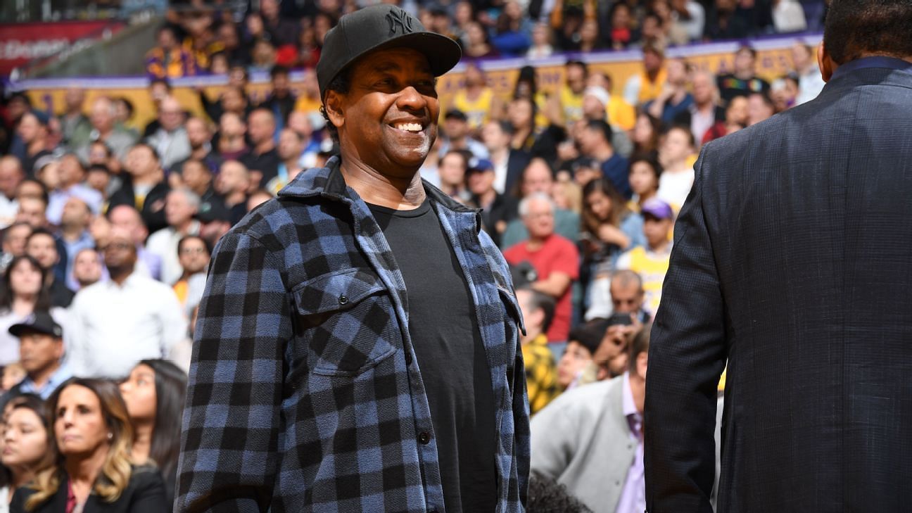 Denzel Washington at a LA Lakers game. (Photo: ABC7)