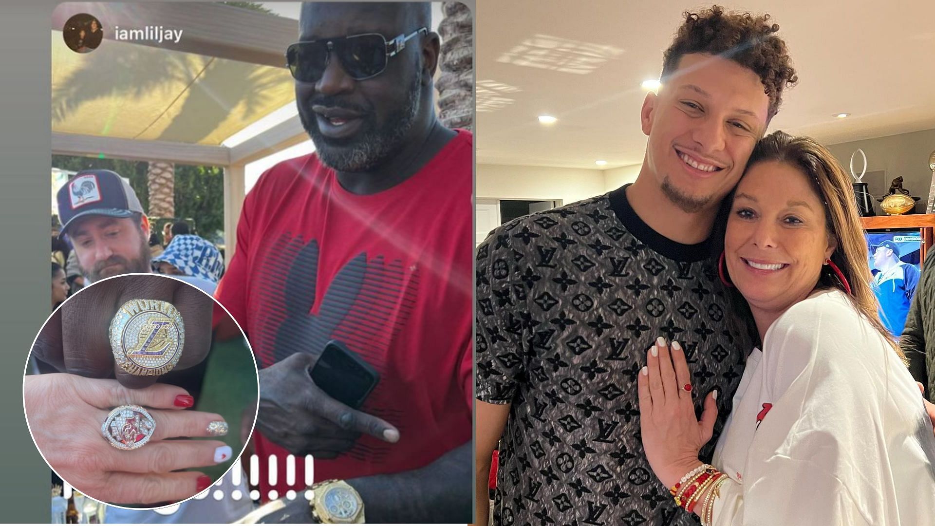 Patrick Mahomes' mom Randi and Shaq compare rings ahead of Super Bowl Sunday