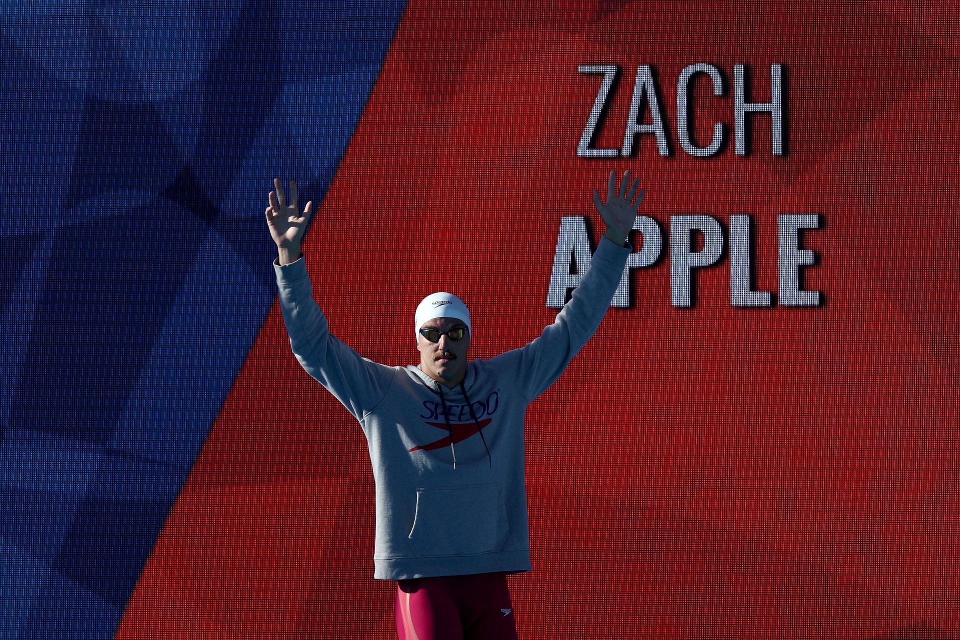 Zach Apple prepares to swim in the Mens 100 LC Meter Freestyle Finals on Day 1 during the 2022 Phillips 66 National Championships on July 26, 2022 in Irvine, California. (Photo by Tom Pennington/Getty Images)