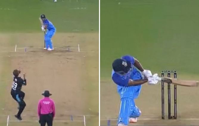 [Watch] Rahul Tripathi sends Lockie Ferguson's 148 kmph delivery for six with innovative shot in IND vs NZ 3rd T20I