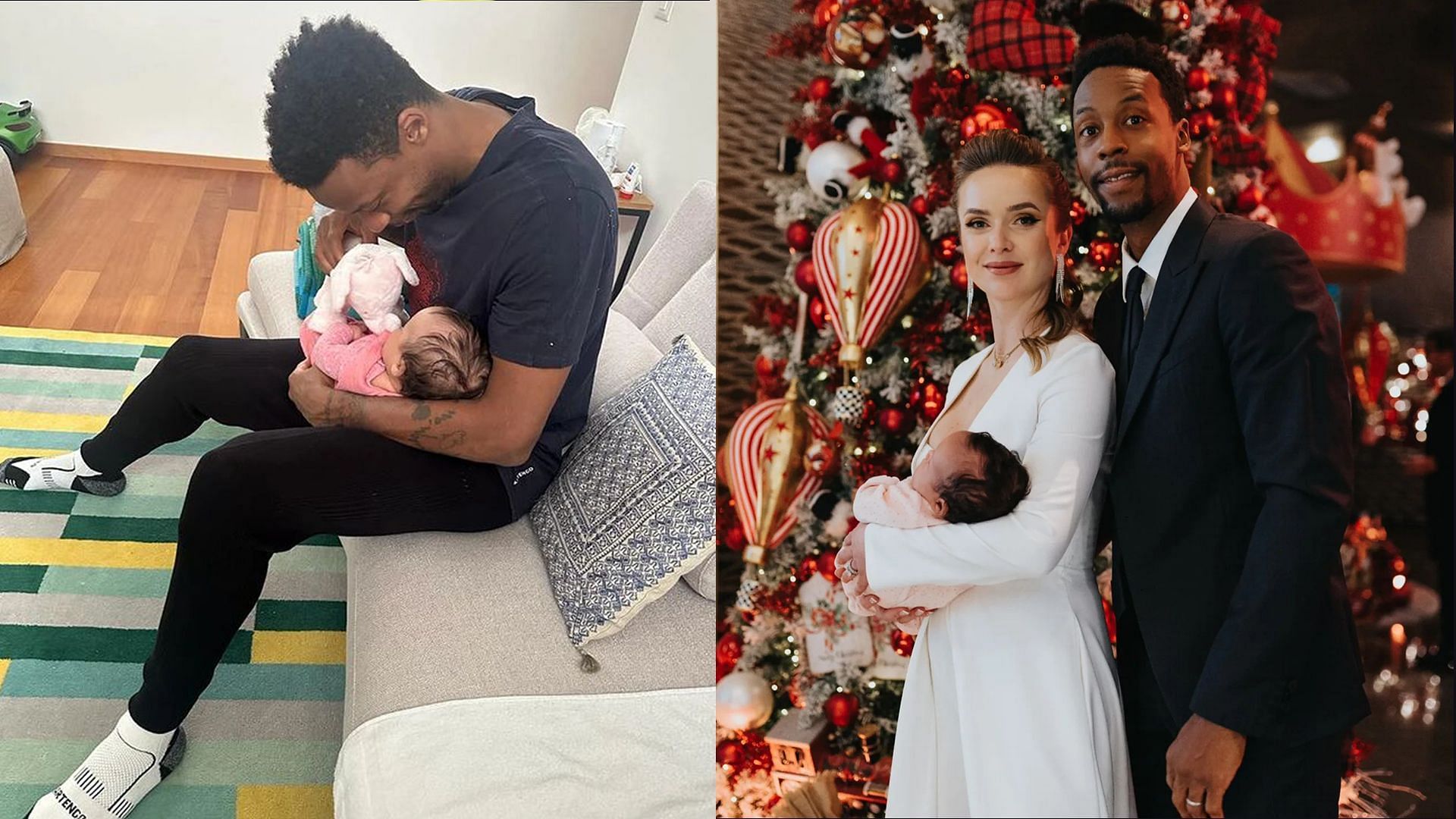 Elina Svitolina and Gael Monfils with their daughter Skai Monfils