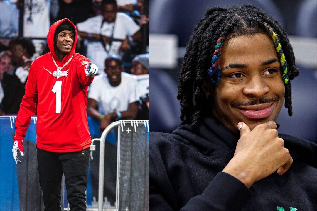 New York Jets CB Sauce Gardner (l) and Memphis Grizzlies PG Ja Morant (r)