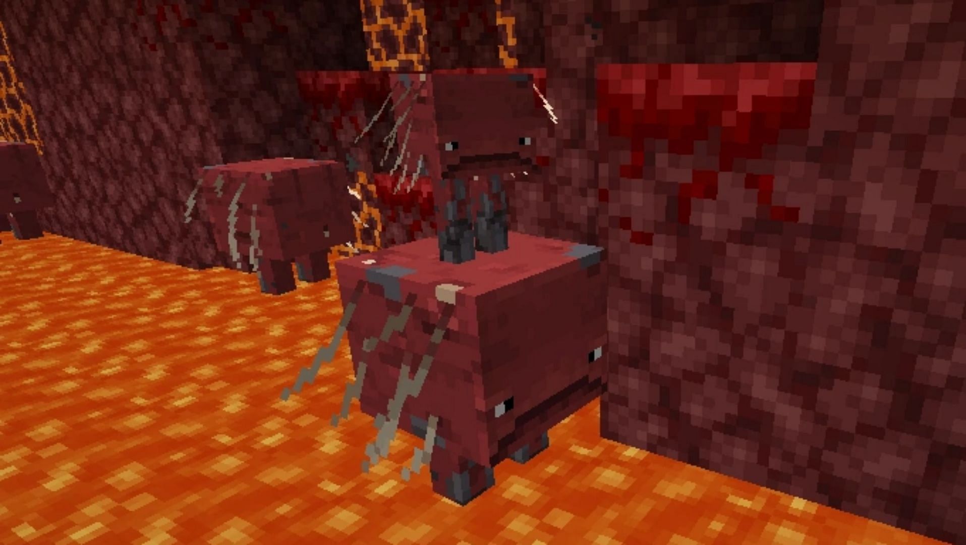 Striders in Minecraft are a decent mode of transportation in the Nether realm (Image via Mojang)