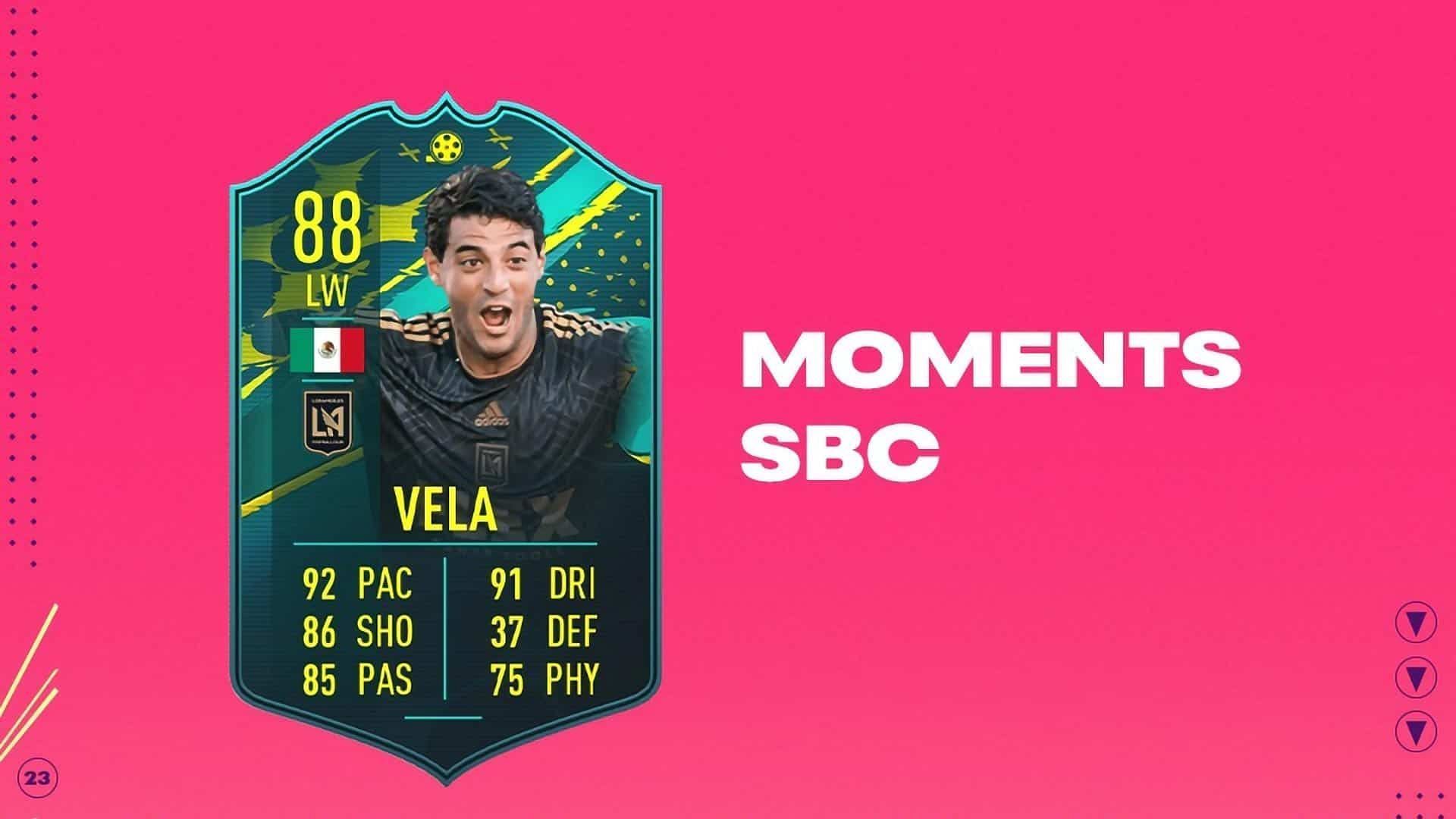 The Carlos Vela Player Moments SBC in FIFA 23 is extremely affordable in terms of costs (Image via EA Sports)
