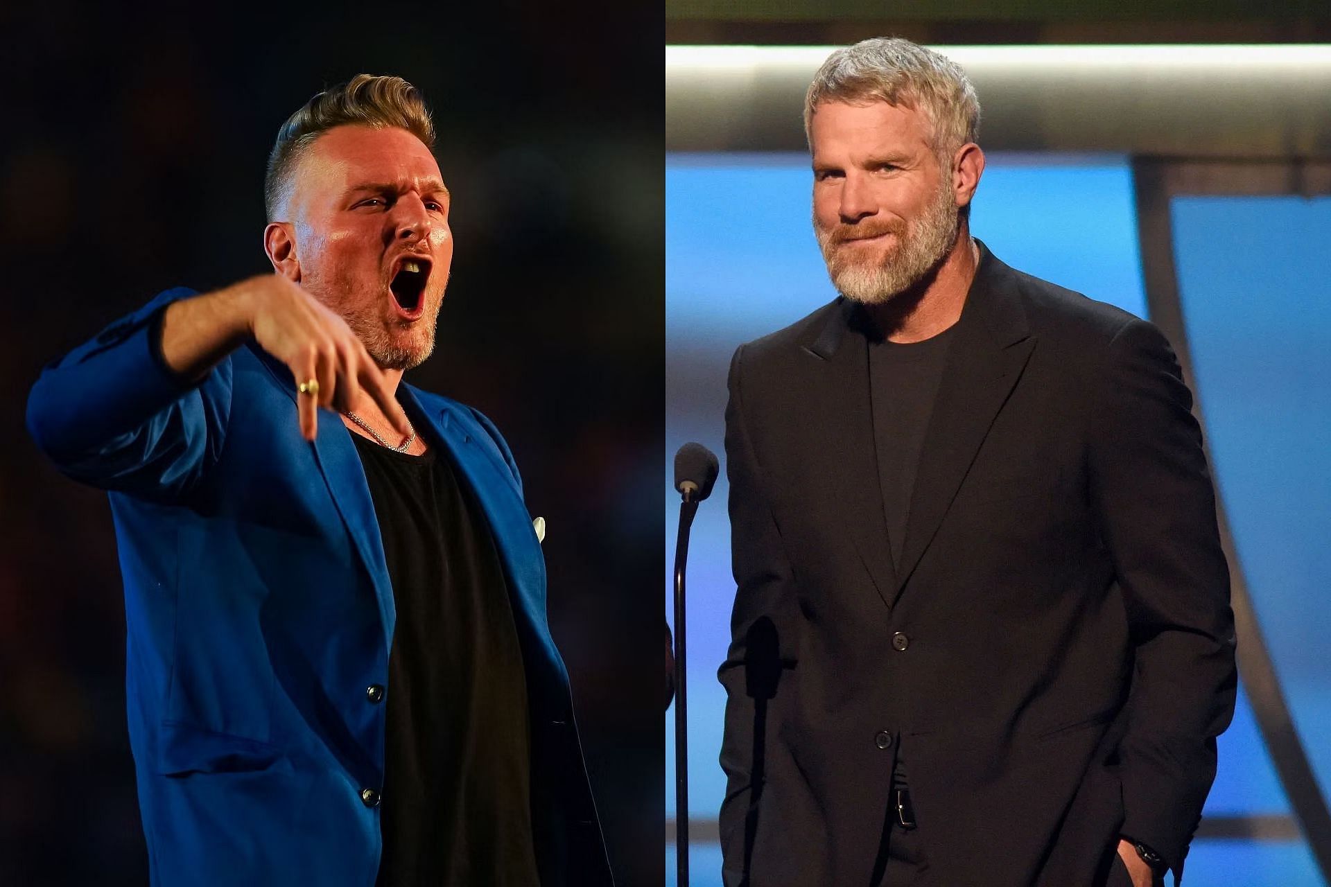 Pat McAfee (L) and Brett Favre (R)