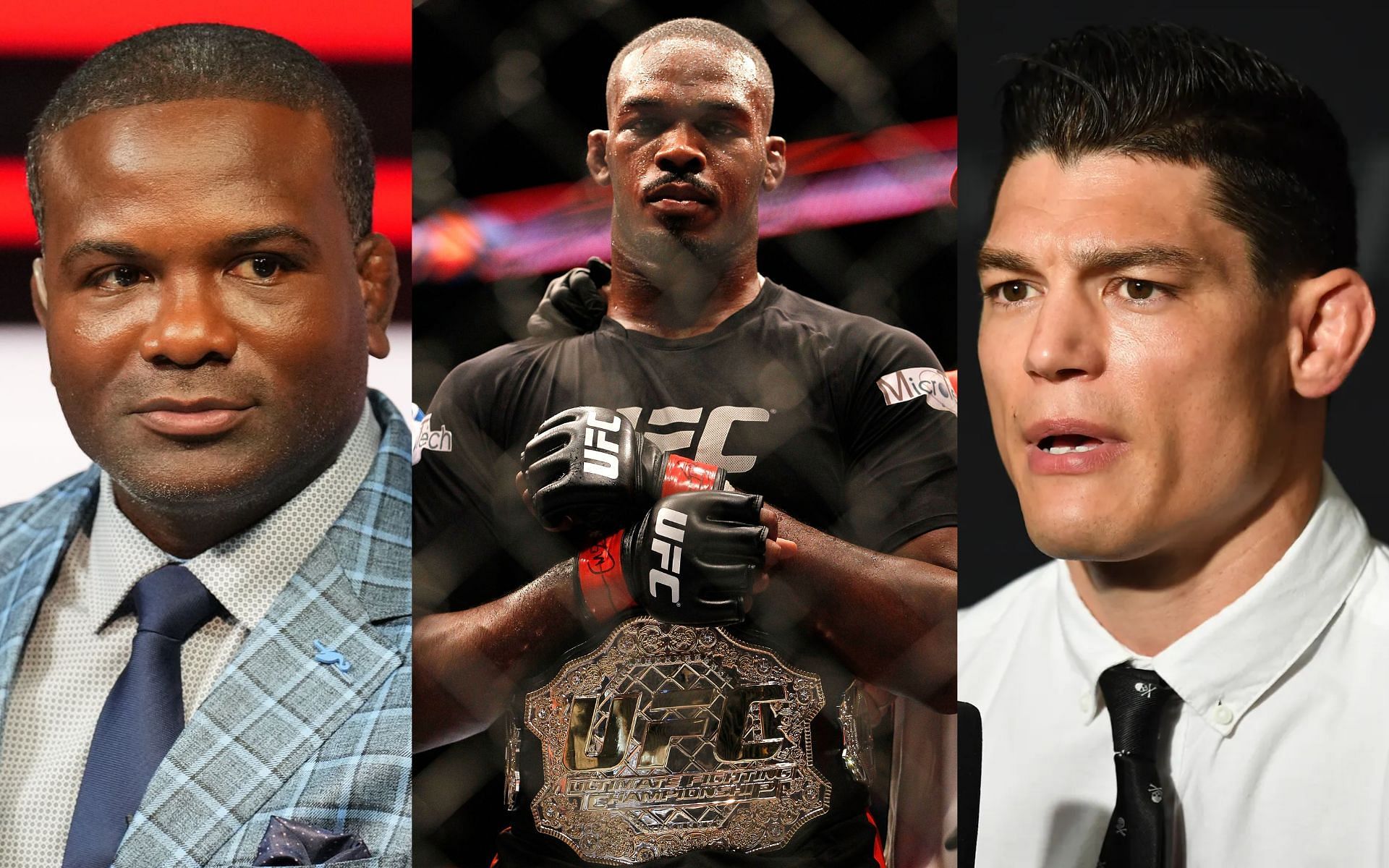 Din Thomas (left), Jon Jones (centre), and Alan Jouban (right). [Images courtesy: left image from Twitter @DinThomas and the rest from Getty Images]