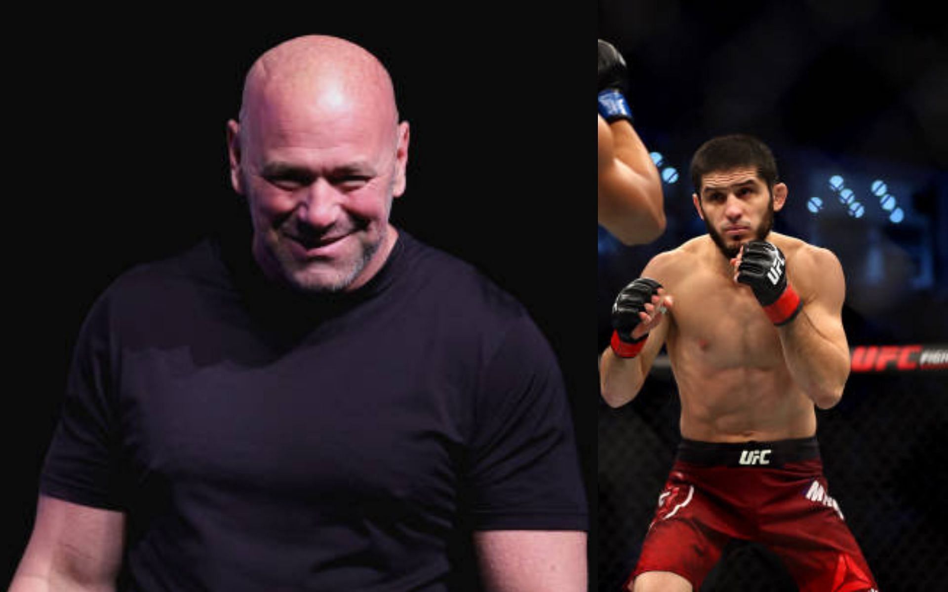 Dana White (left); Islam Makhachev (right)