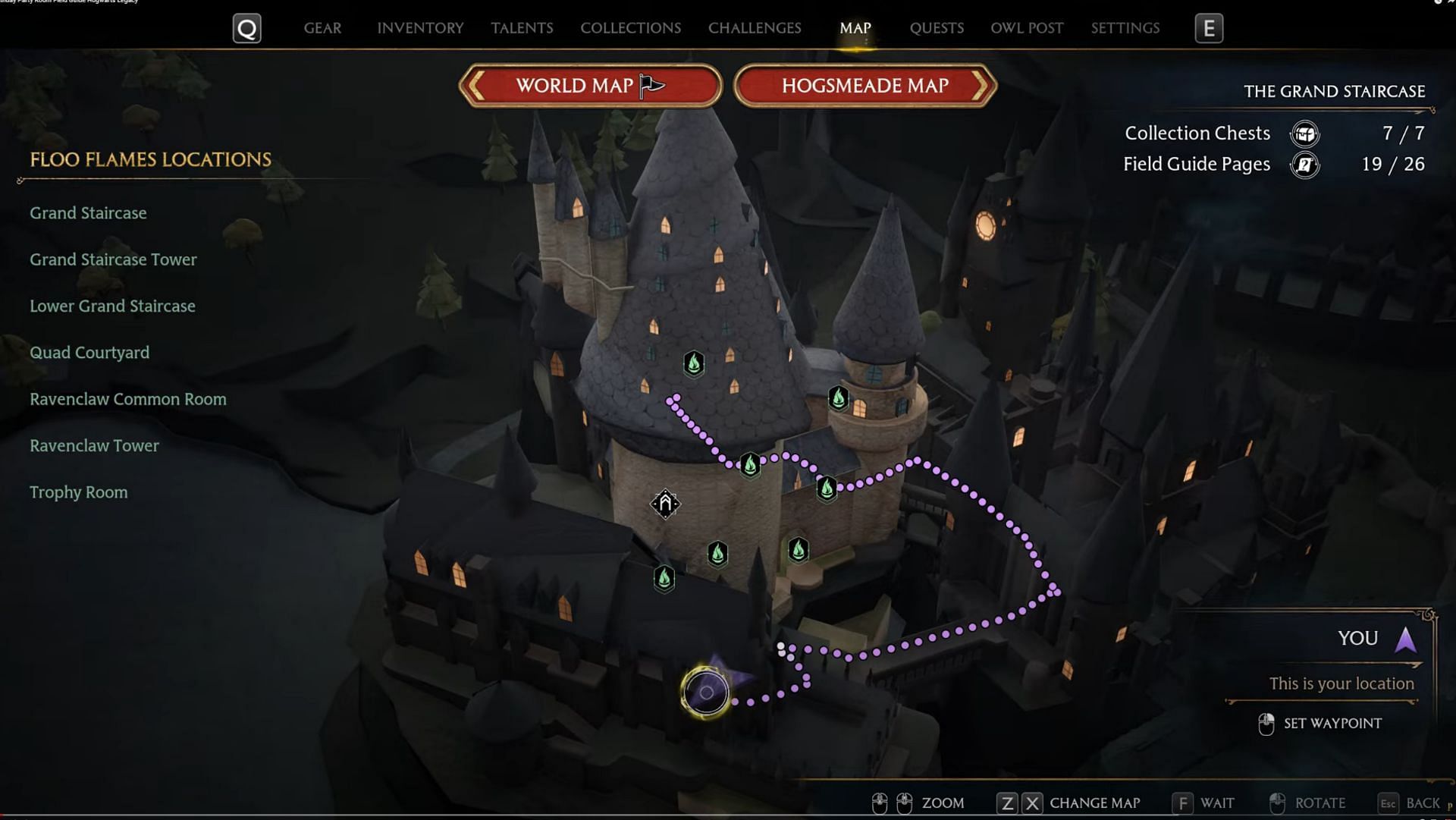 Fast travel location in Hogwarts Legacy (Image via YouTube/PirateSloth)