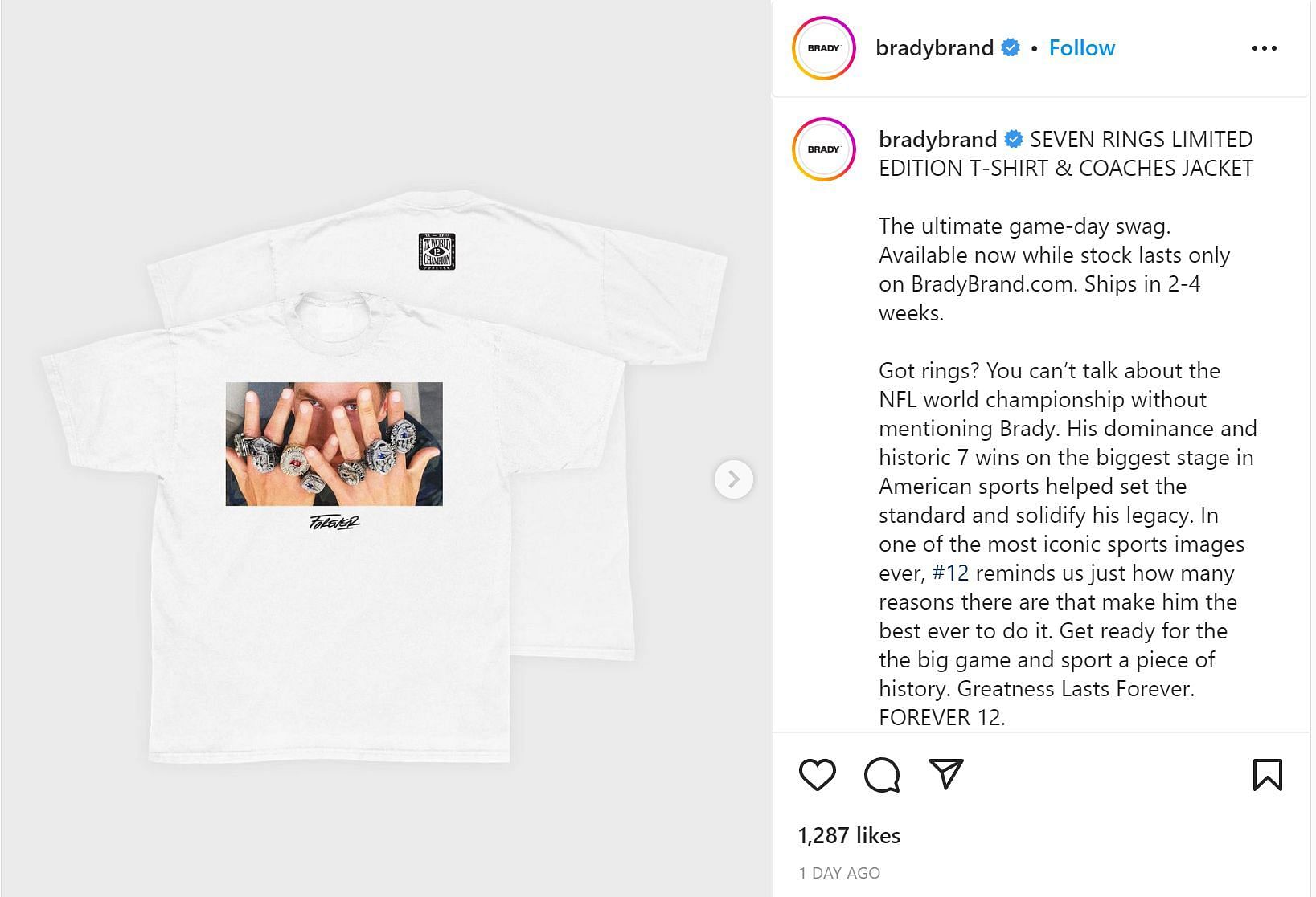 Brady Brand Instagram post