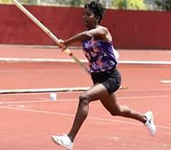 All eyes on Pavithra Venkatesh as she competes in pole vault at the Asian Indoor Championships