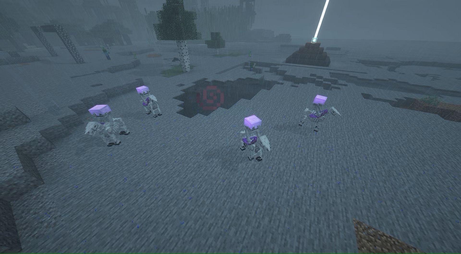 Skeleton horse spawns during thunderstorms and starts skeleton trap in Minecraft (Image via Mojang)