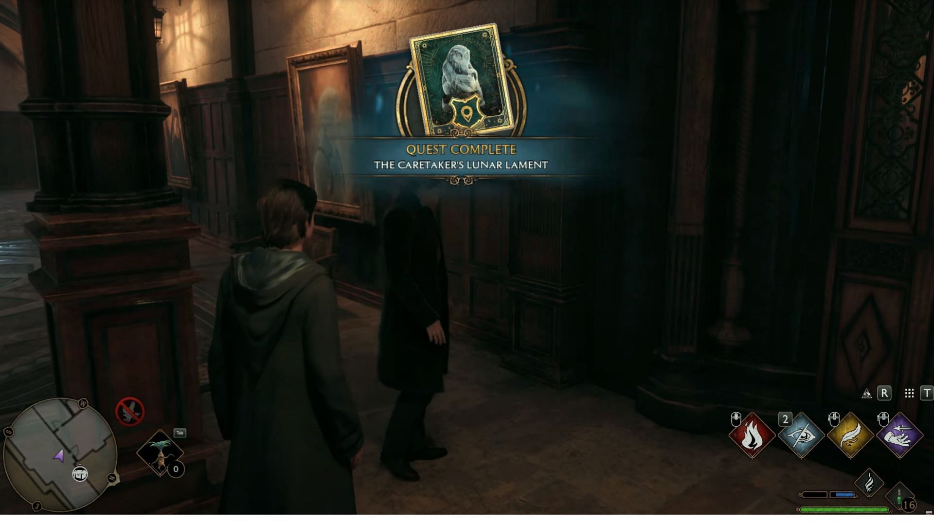 Completion of the quest in Hogwarts Legacy (Image via WB Games and YouTube/Gamerpillar)